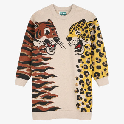 Tiger Sweat Dress - Stone