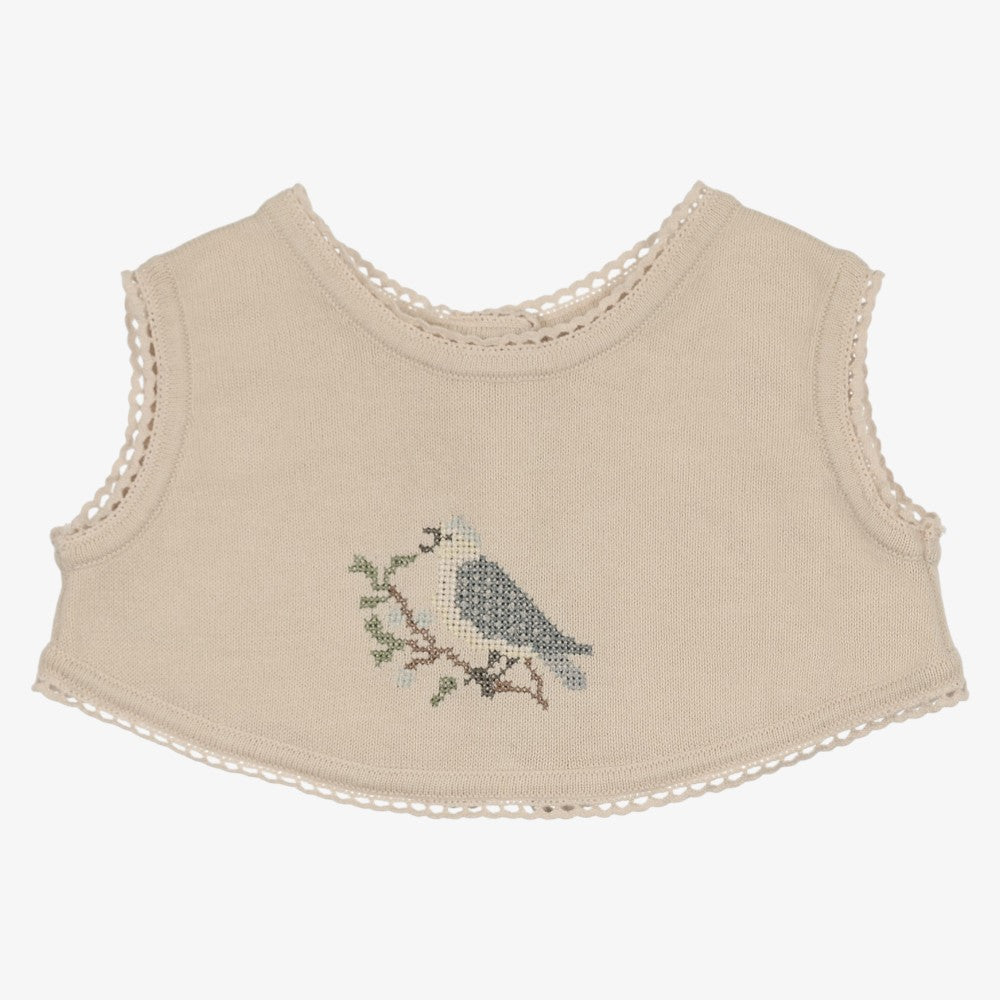Cross Stitch Bib - Stone Blue