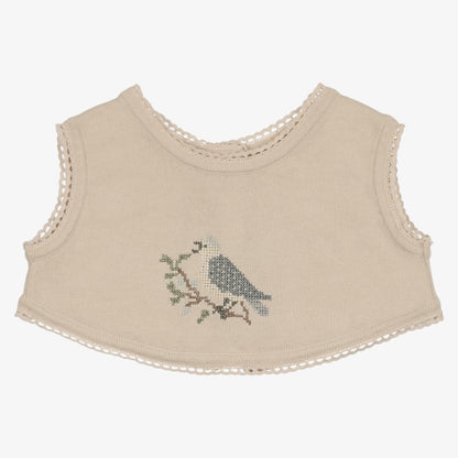 Cross Stitch Bib - Stone Blue