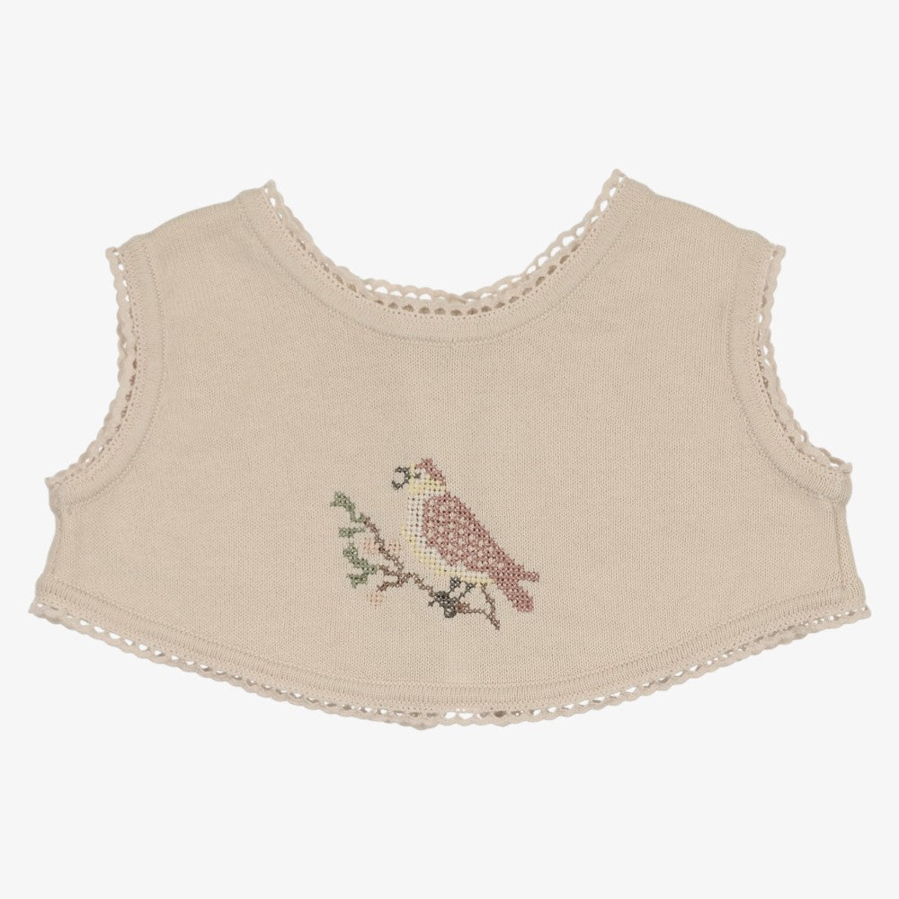 Cross Stitch Bib - STONE ROSE