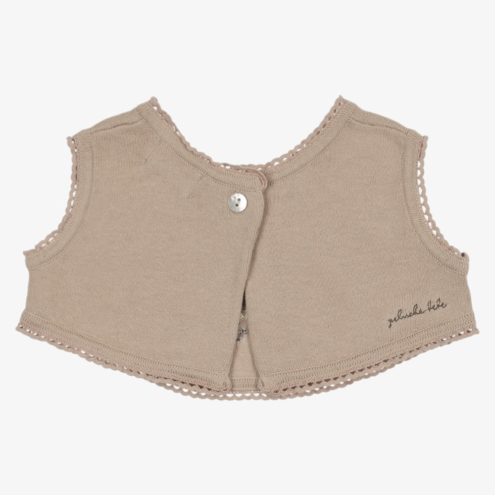 Cross Stitch Bib - Taupe