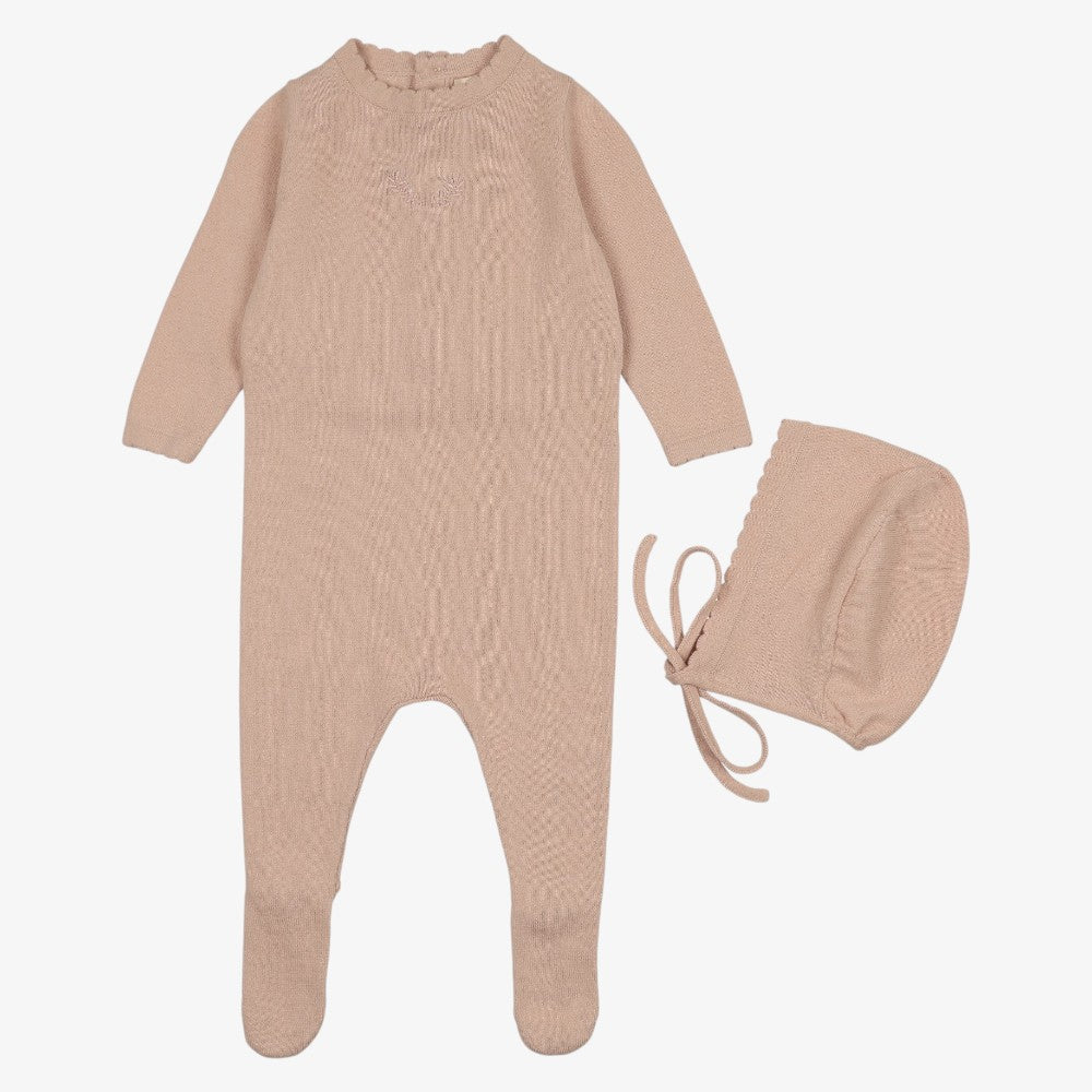 Signature Footie And Bonnet - Rose