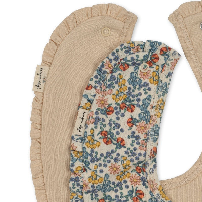 2 Pack Frill Bib - Floral-sand