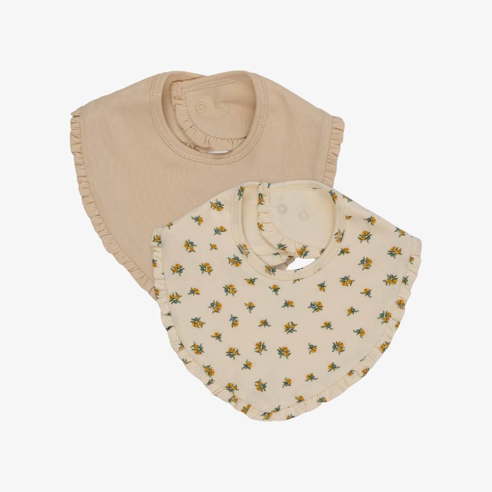 2 Pack Frill Bib - Peony-sand