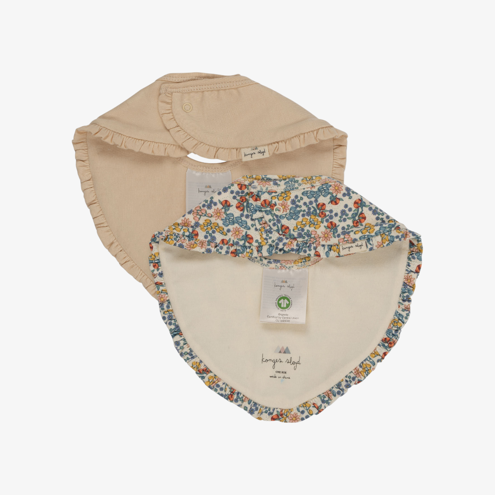 2 Pack Frill Bib - Floral-sand