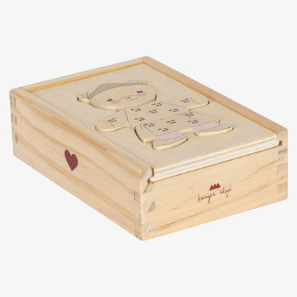 Wooden Teddy Dress Up Puzzle - Dusty Pink