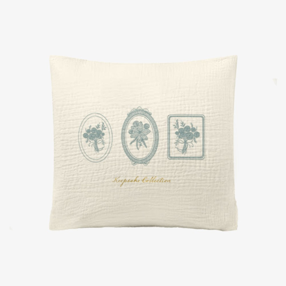 Embroidered Pillow - Blue