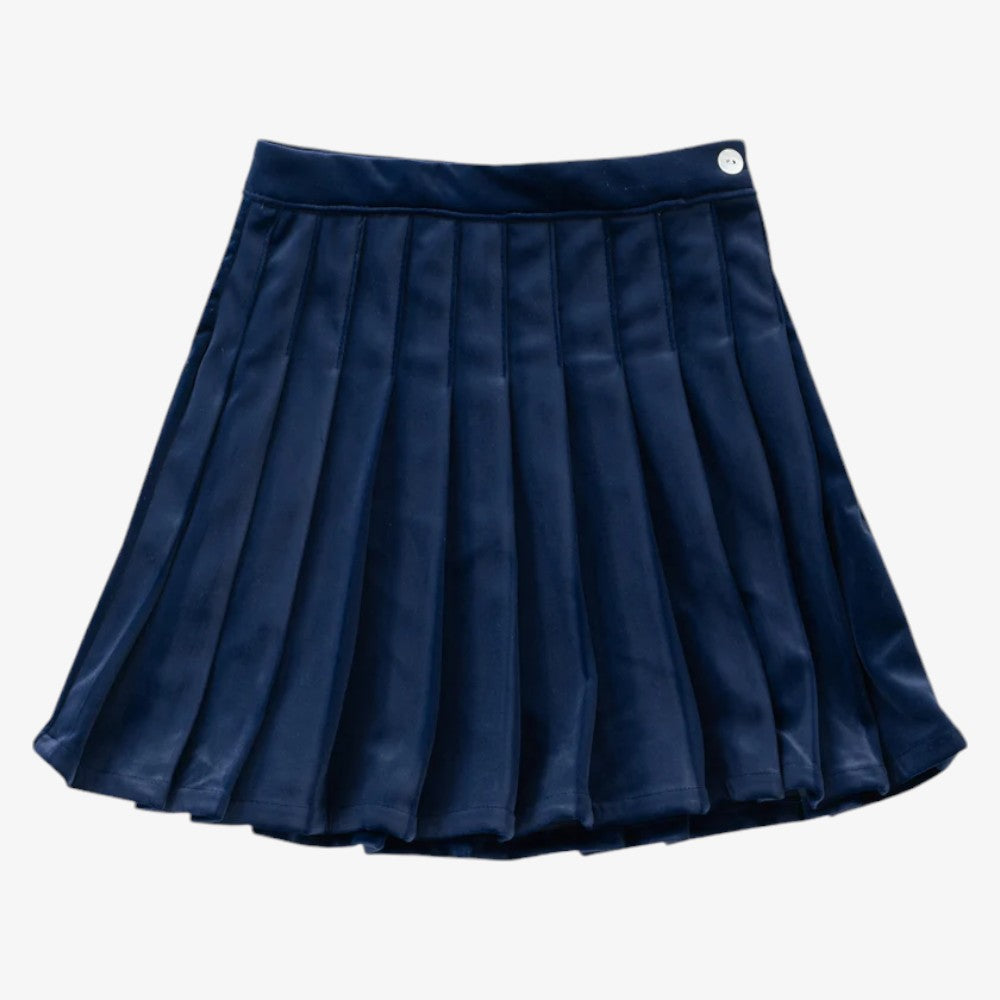 Velvet Pleat Skirt - Navy