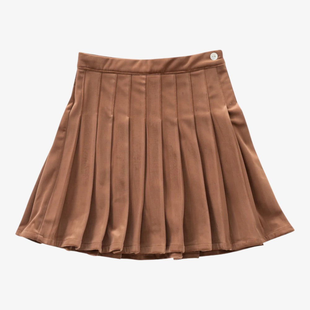 Velvet Pleat Skirt - Camel