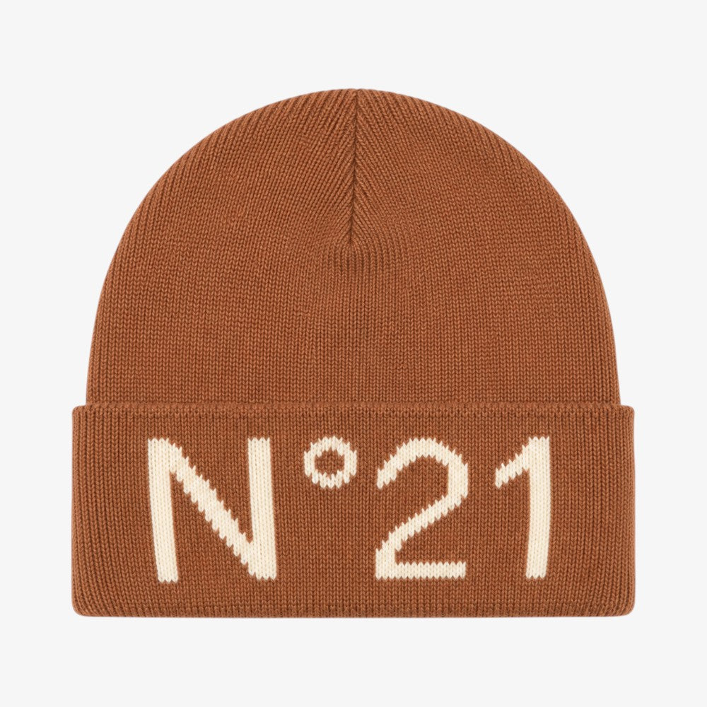 Knit Logo Beanie - Brown