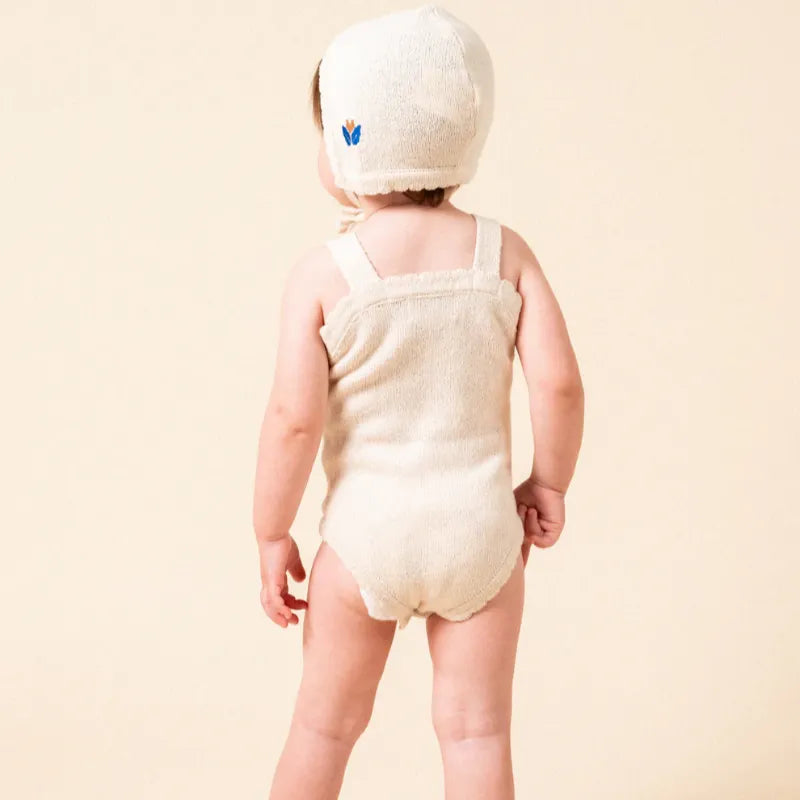 Floral Embroidered Knit Romper - Ivory