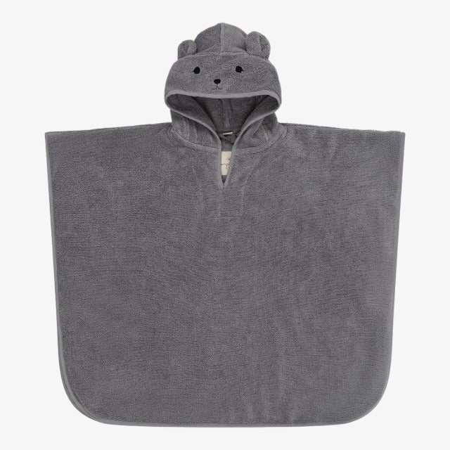 Terry Poncho Animal - Grey Bear