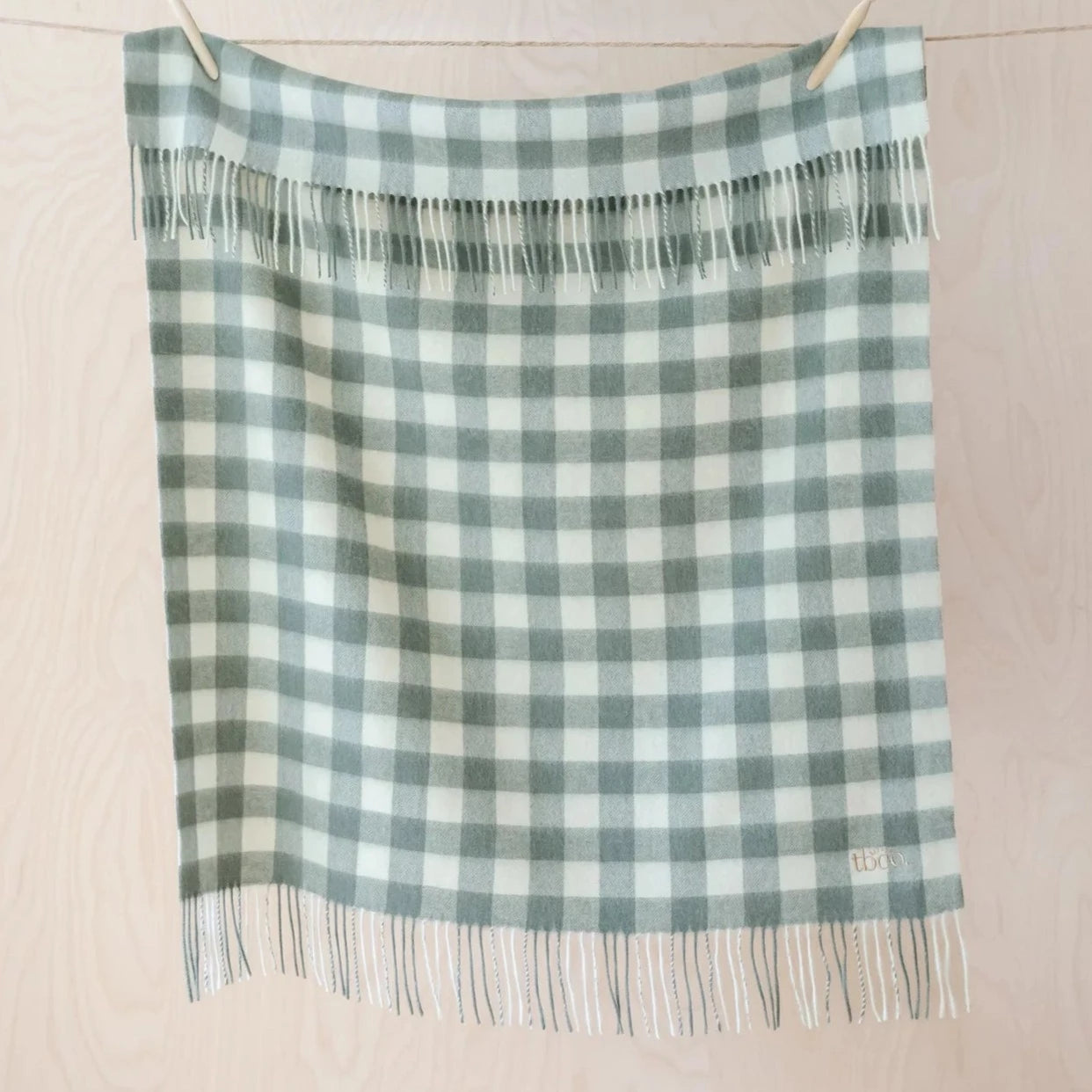 Lambswool Blanket - Sage Gingham