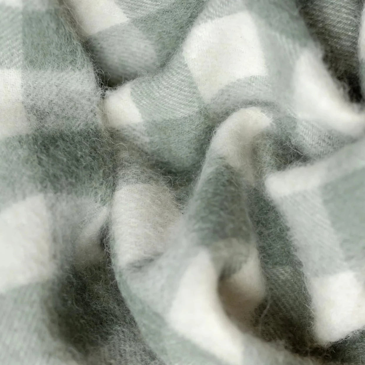 Lambswool Blanket - Sage Gingham