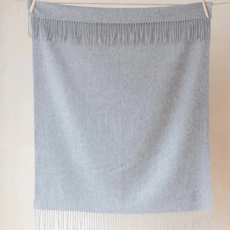 Lambswool Blanket - Lt Grey Melange