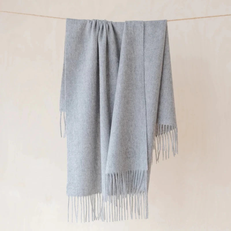 Lambswool Blanket - Lt Grey Melange