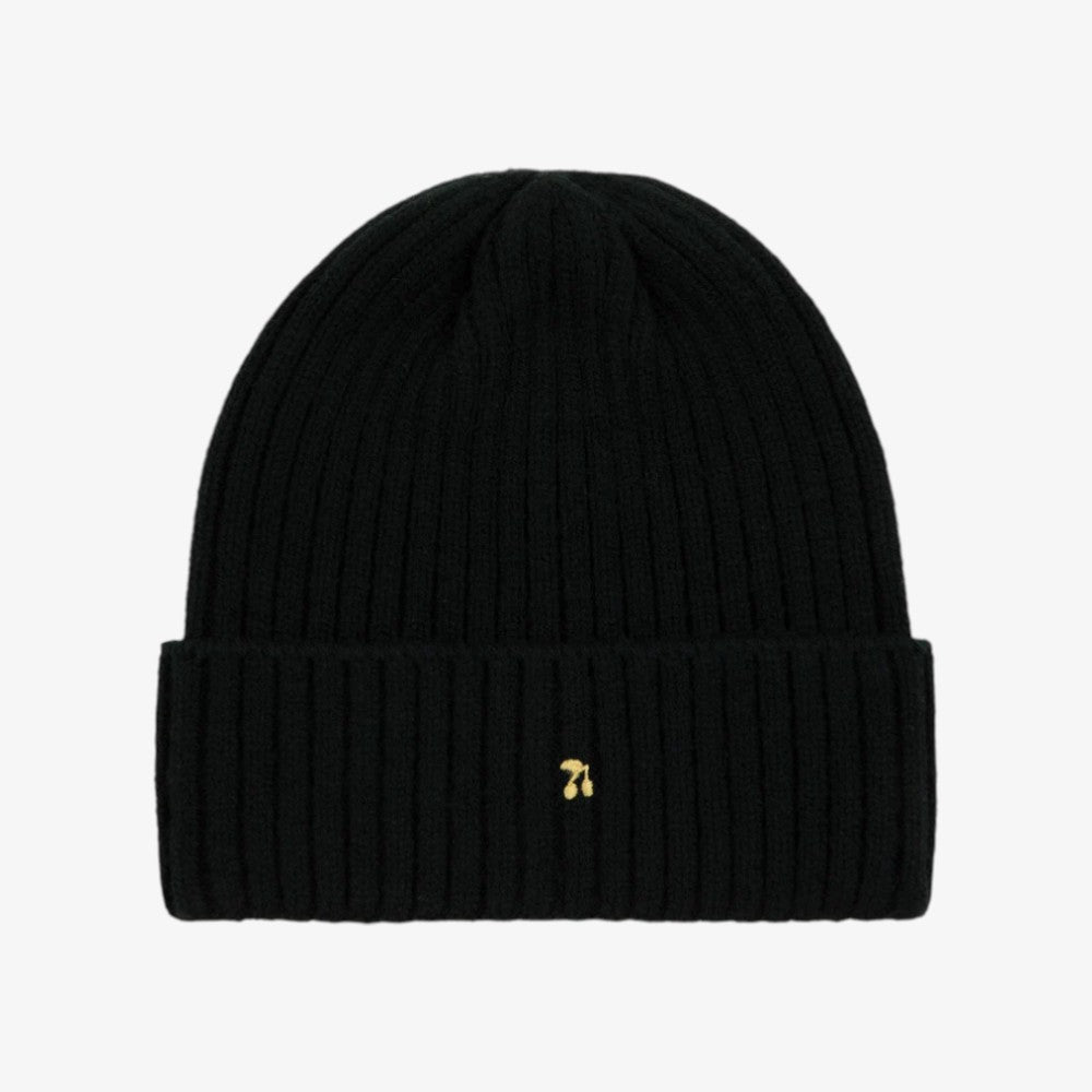 Embroidered Knit Beanie - Black