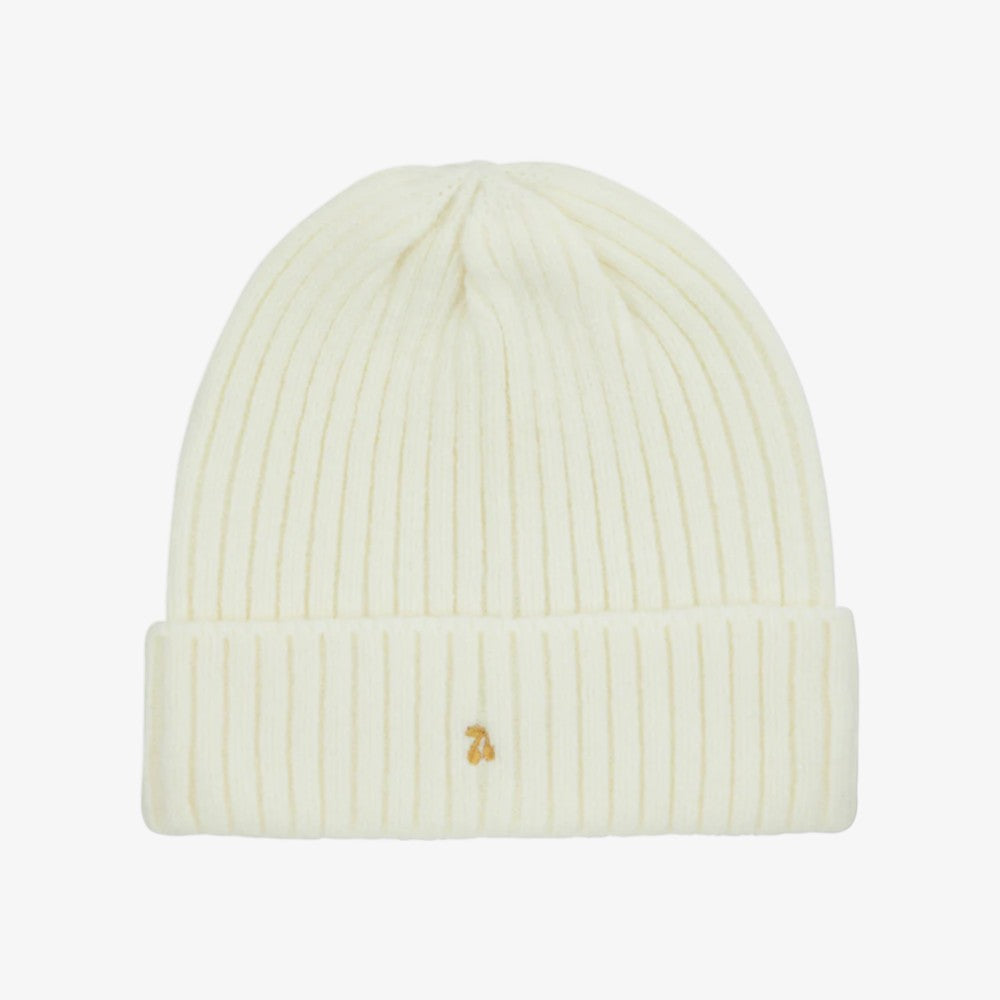Embroidered Knit Beanie - Cream