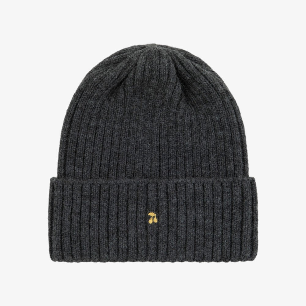 Embroidered Knit Beanie - Grey