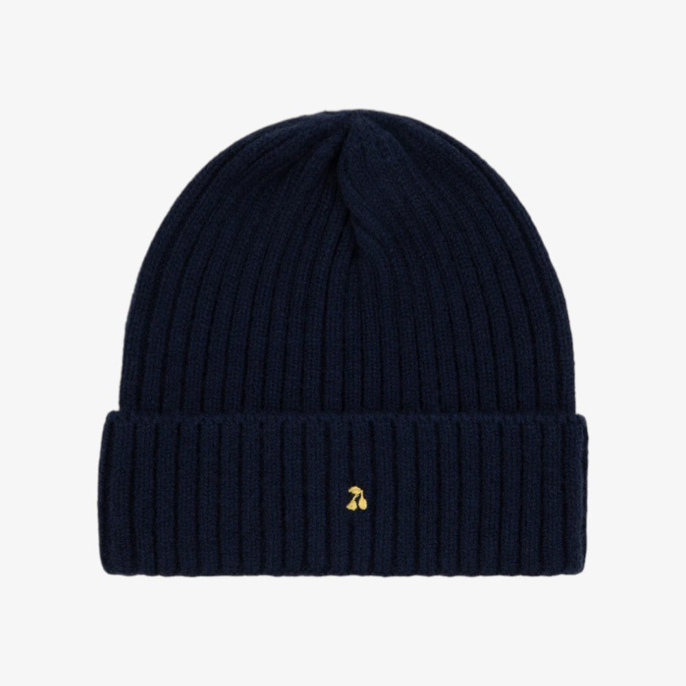 Embroidered Knit Beanie - Navy