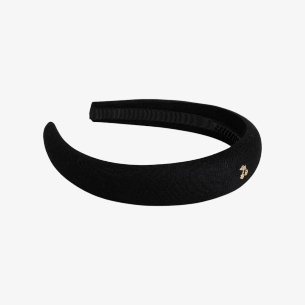 Cherry Embrd Headband - Black