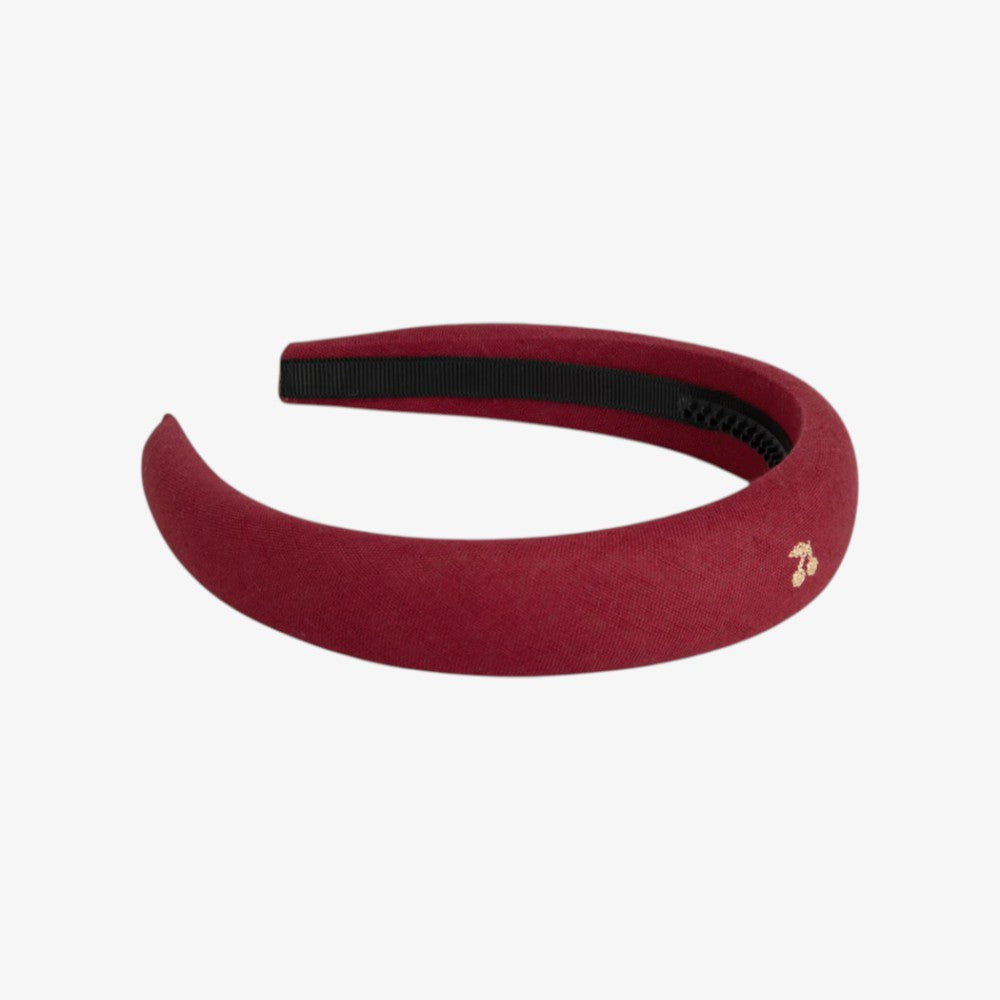 Cherry Embrd Headband - Burgundy