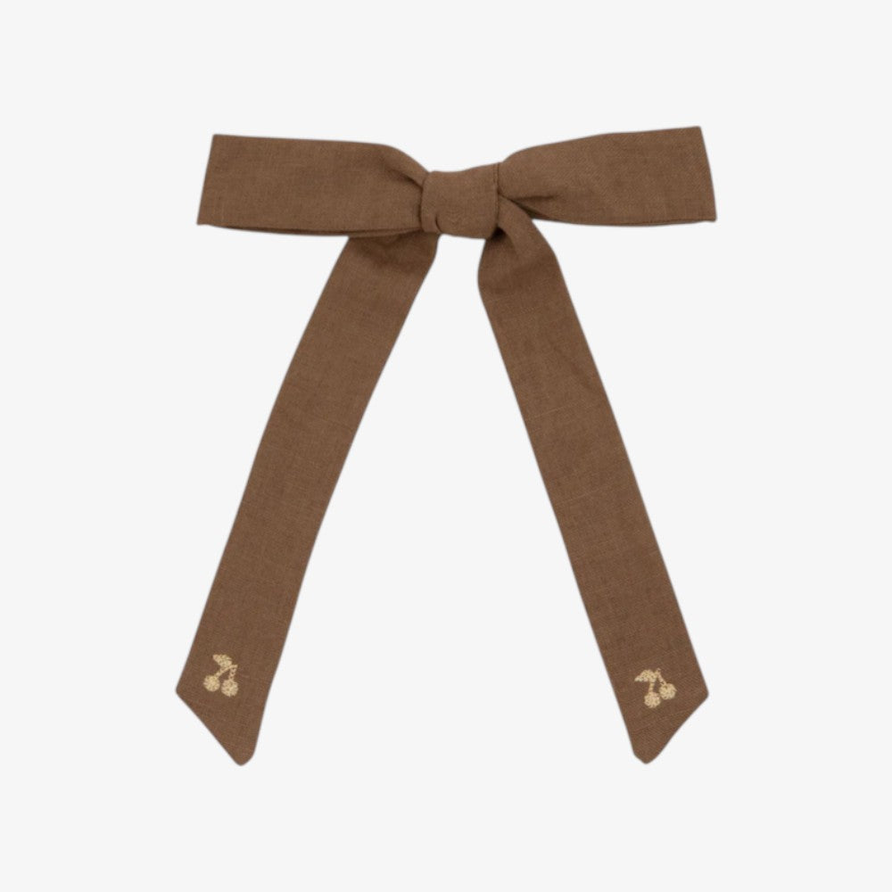 Cherry Embrd Bow - Brown