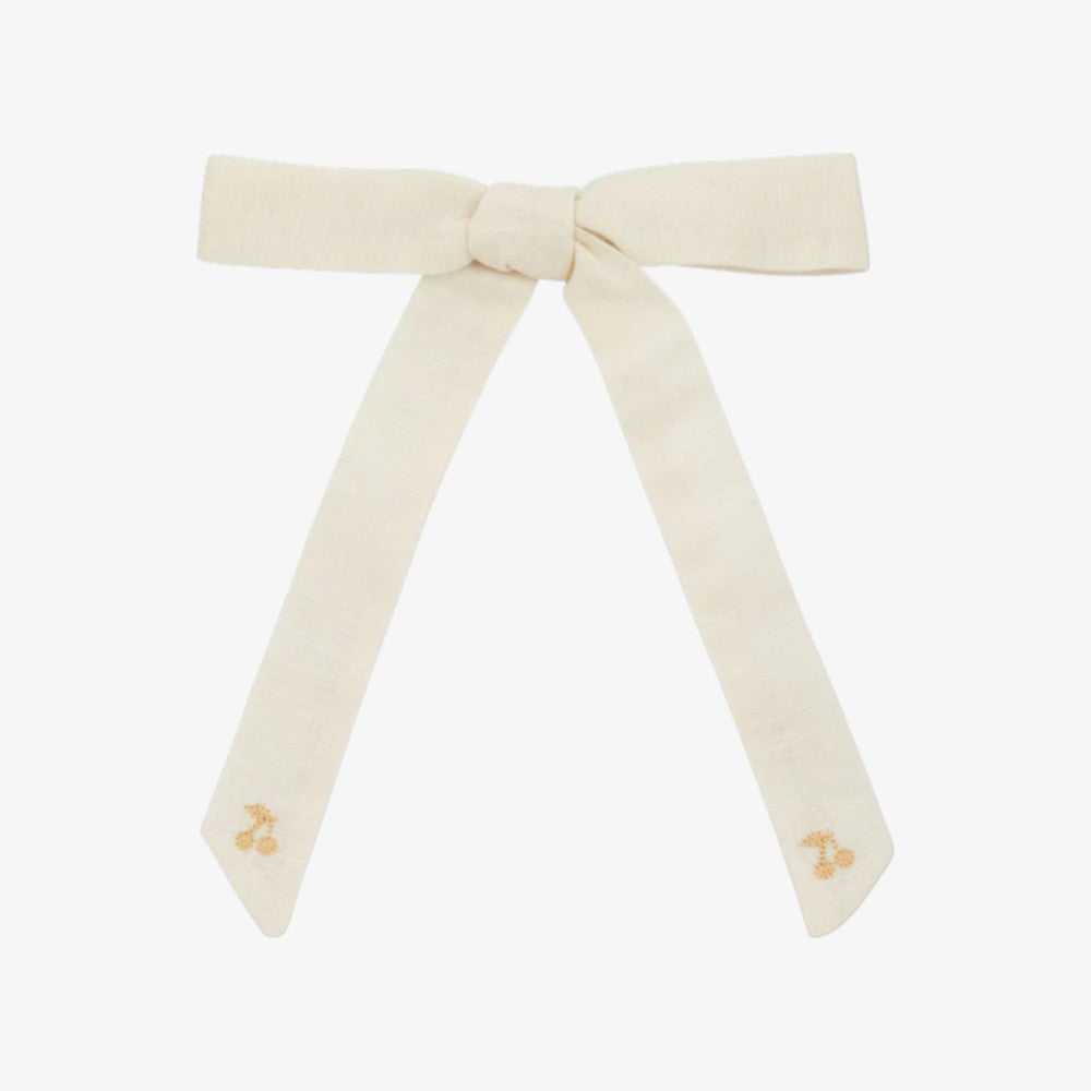 Cherry Embrd Bow - Cream