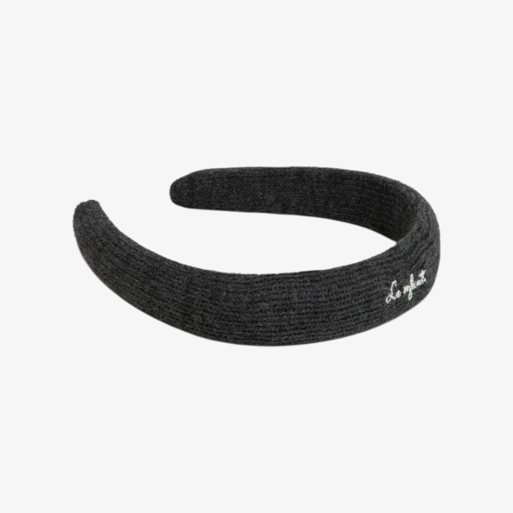 Chunky Knit Embroidered Headband - Grey