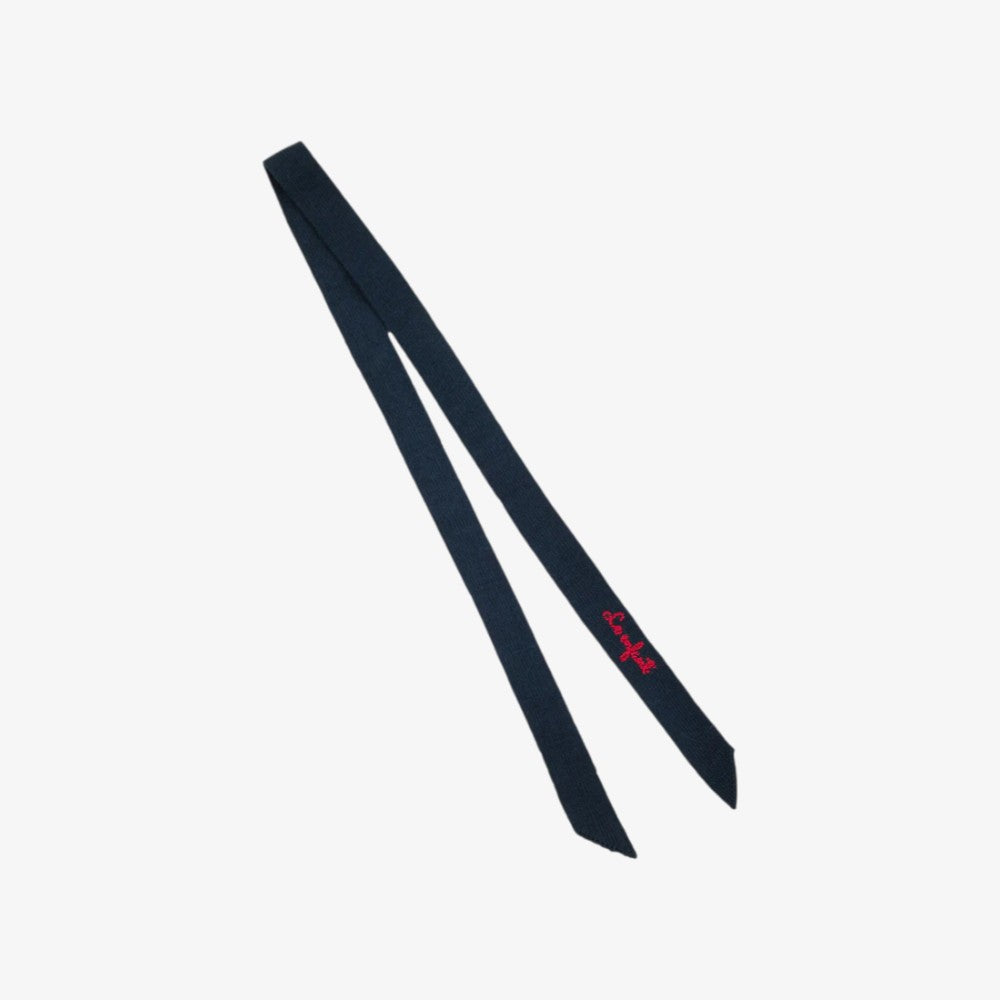 Embroidered Knit Ribbon - Navy