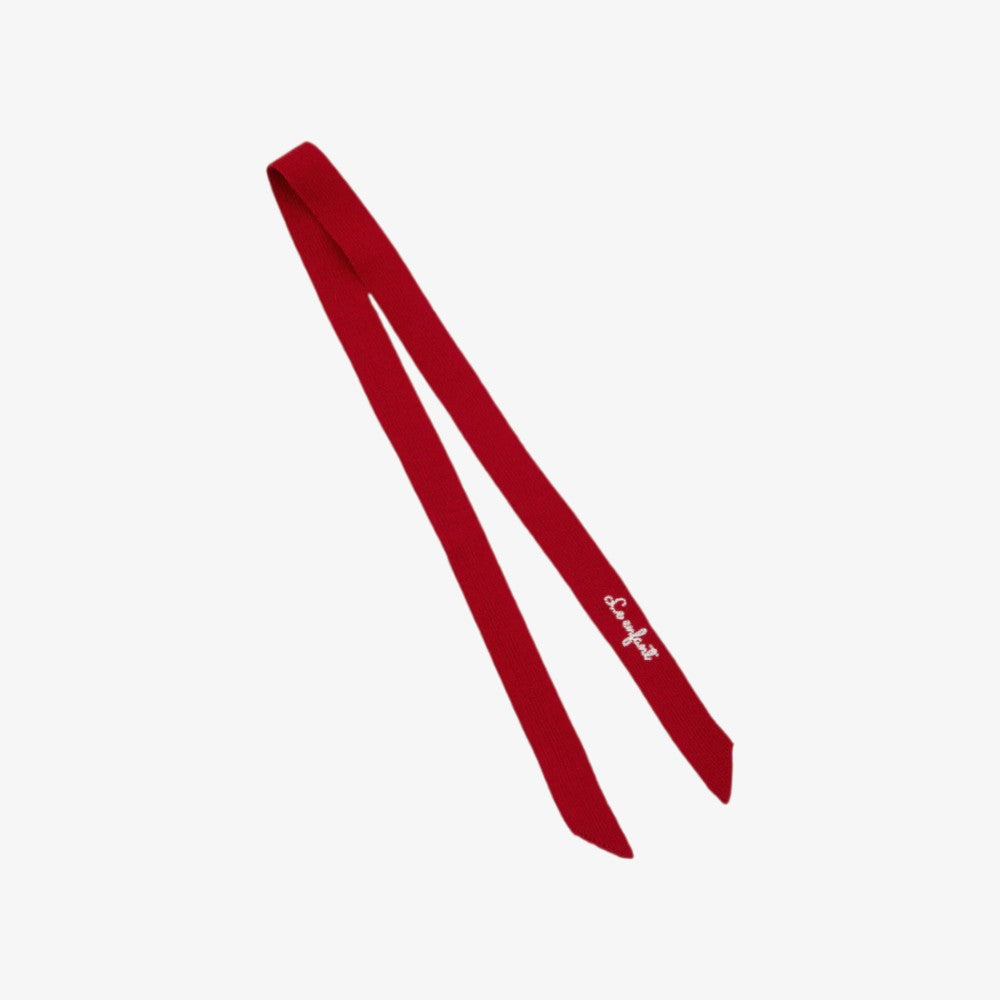 Embroidered Knit Ribbon - Red