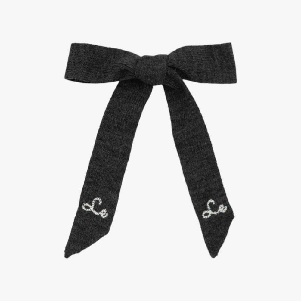 Embroidered Bow - Grey