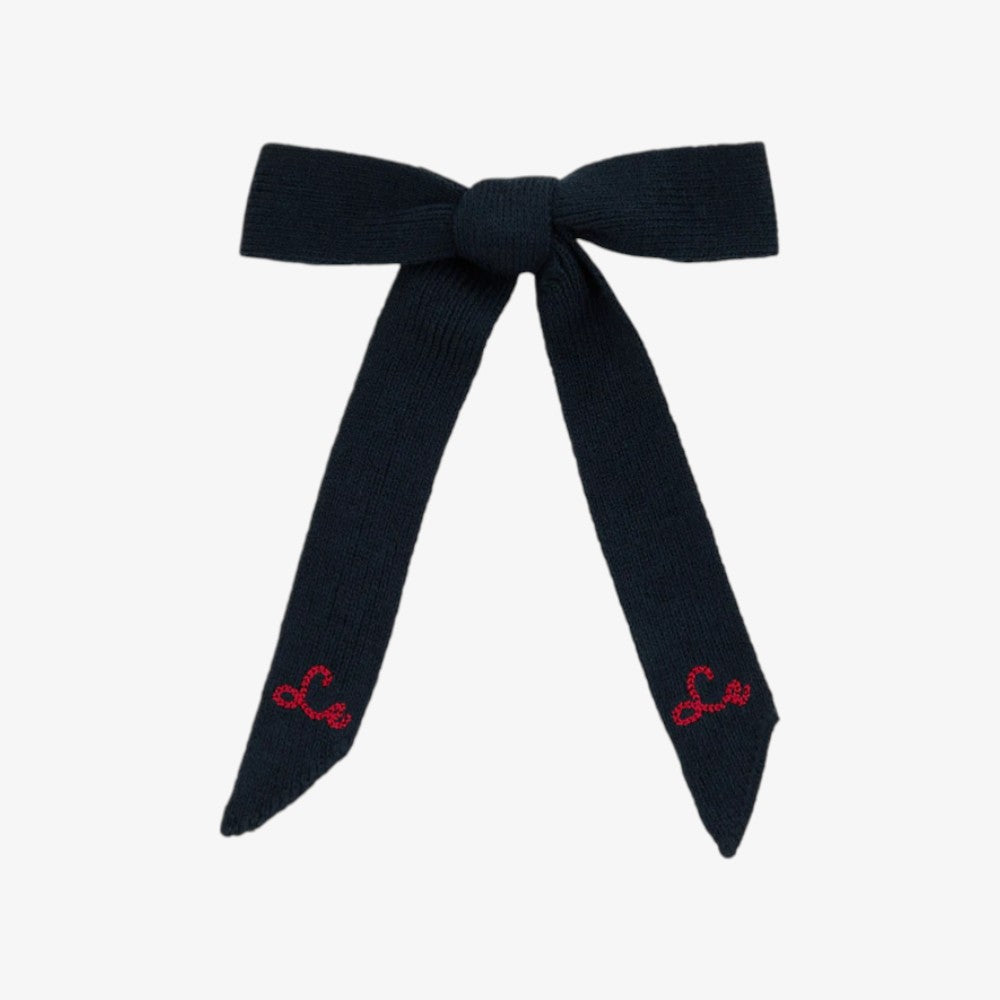 Embroidered Bow - Navy