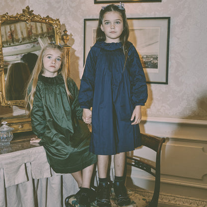 Velvet Collar Dress - Green