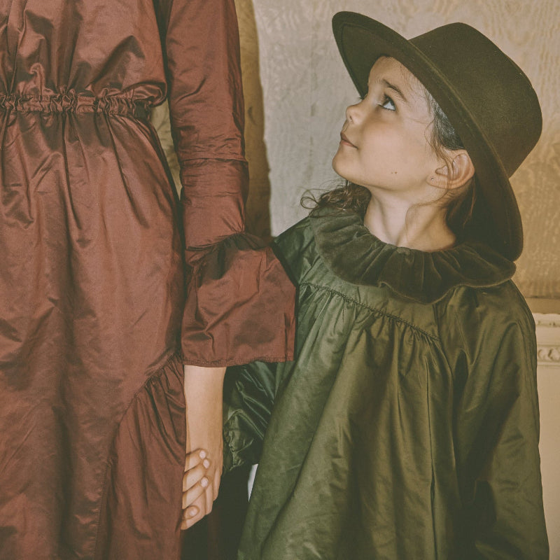 Velvet Collar Dress - Green