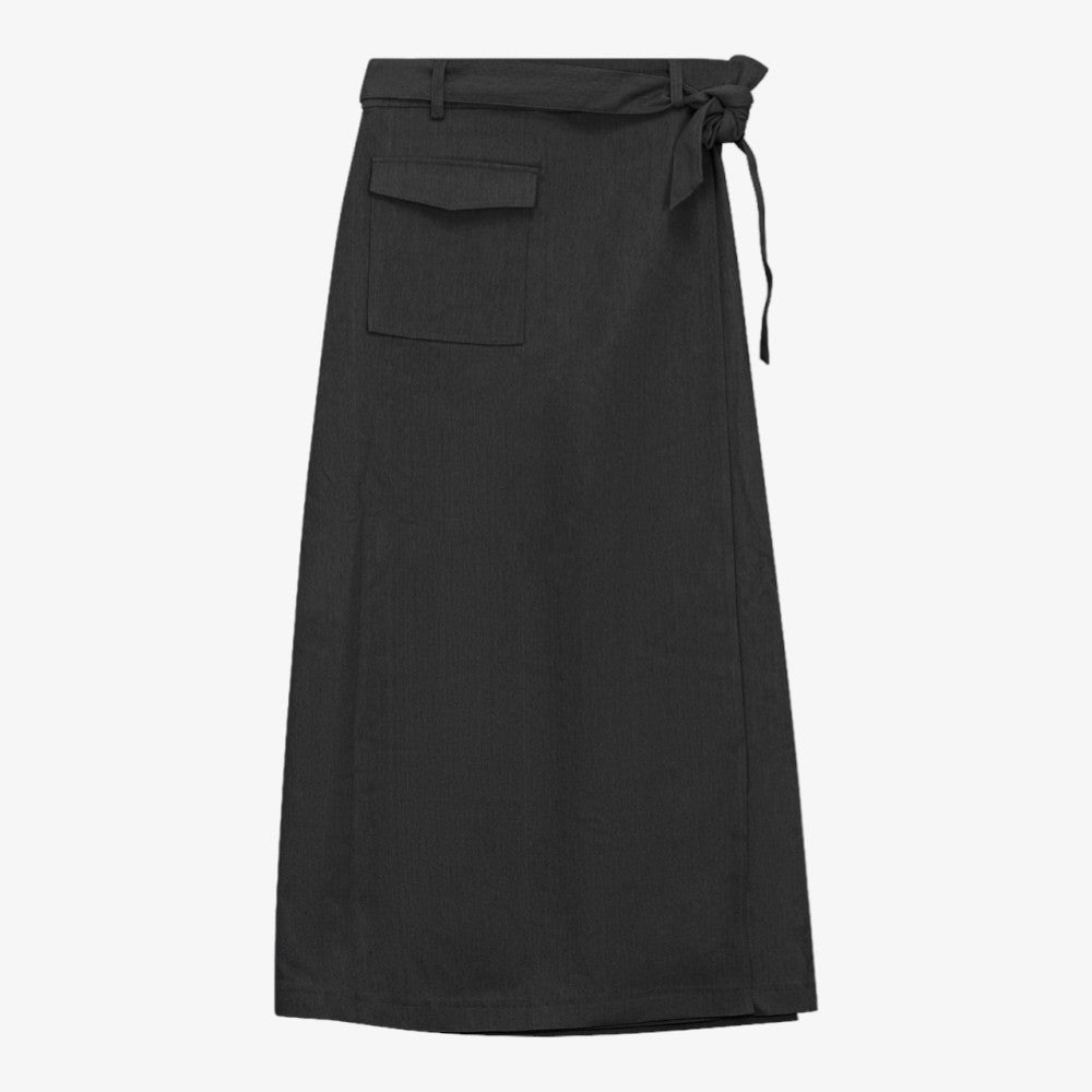 Pocket Denim Skirt - Washed Black