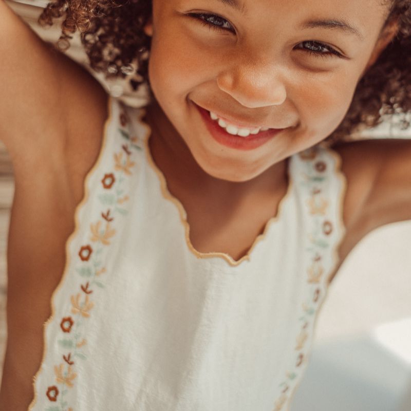 Teresa Embroidered Dress - Ecru