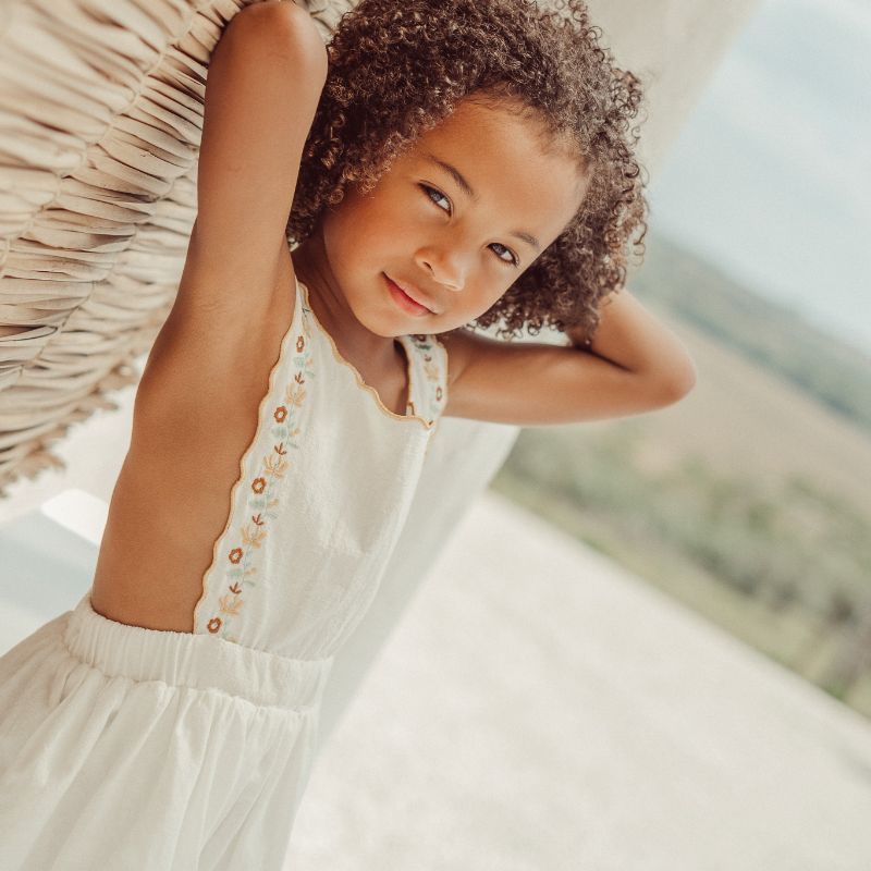 Teresa Embroidered Dress - Ecru