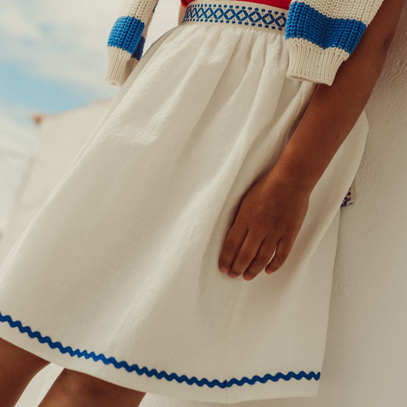 Bordalo Midi Skirt - Ecru &amp; Royal Blue