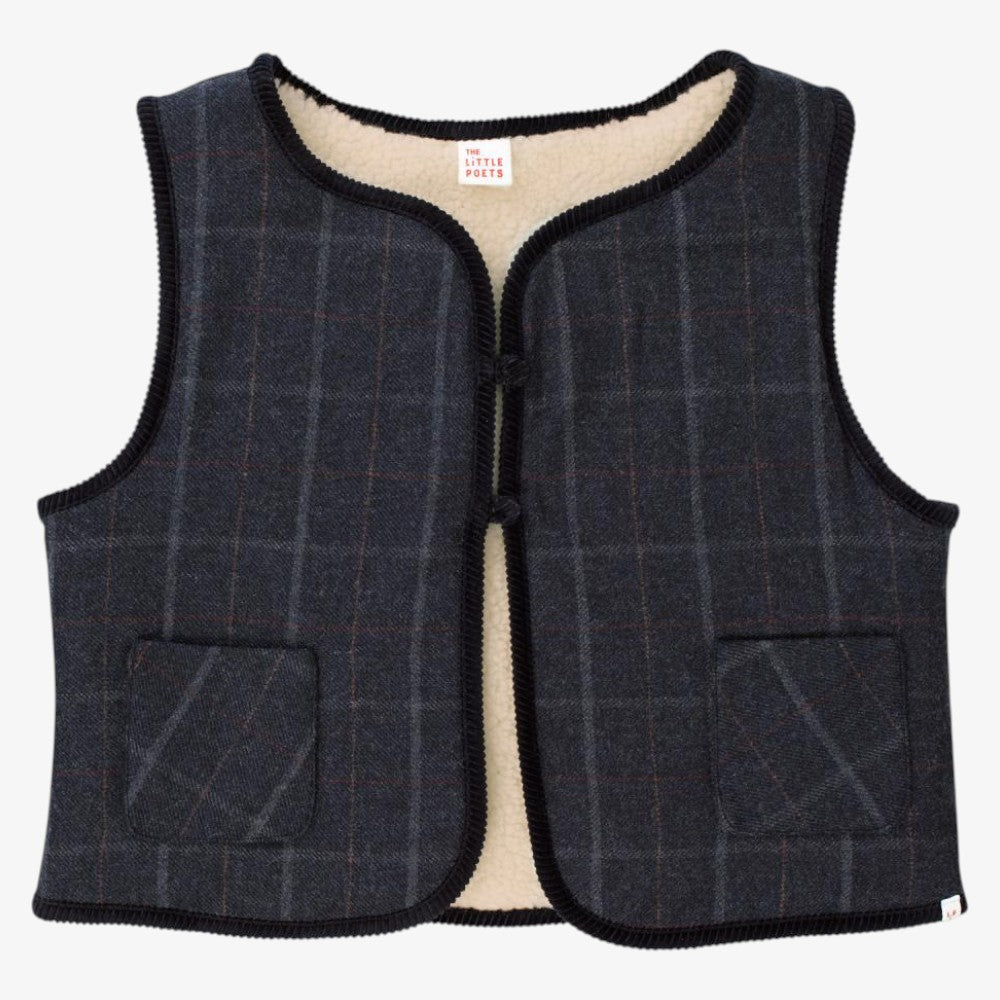 Reversible Tito Tartan Vest - Navy