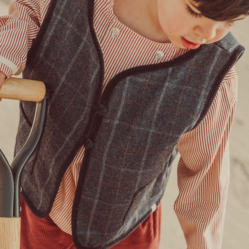 Reversible Tito Tartan Vest - Navy