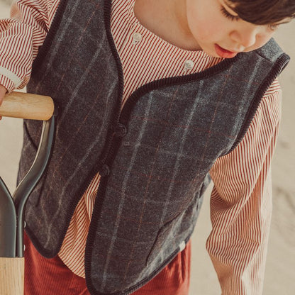 Reversible Tito Tartan Vest - Navy