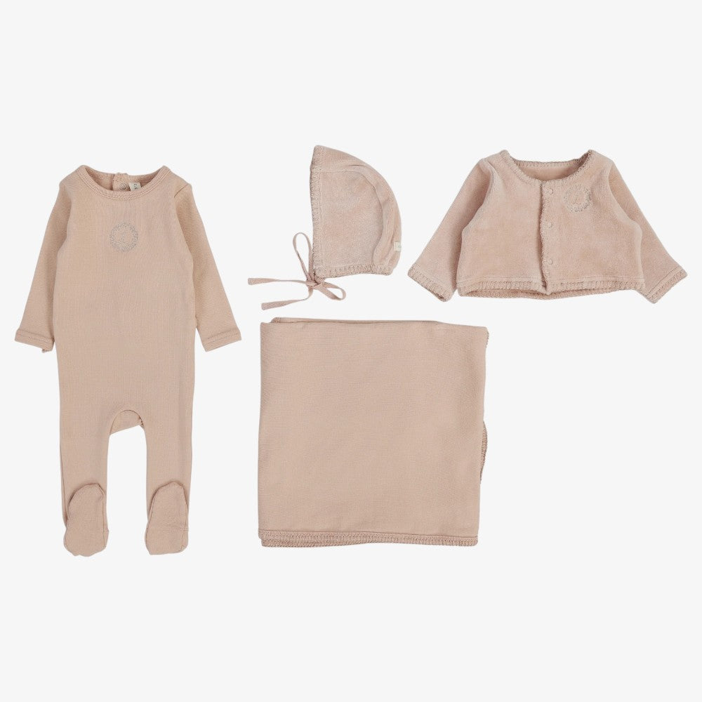 Velour Cardigan Take Me Home Set - Dusty Pink