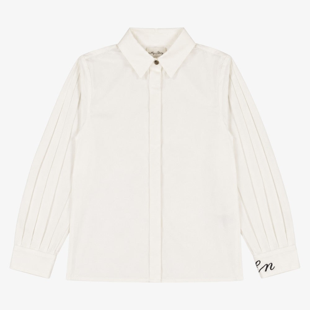 Pleat Logo Shirt - White