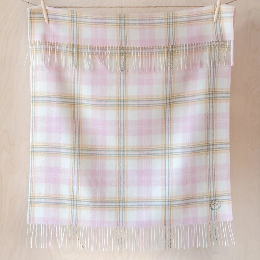 Lambswool Blanket - Pink Nursery Check