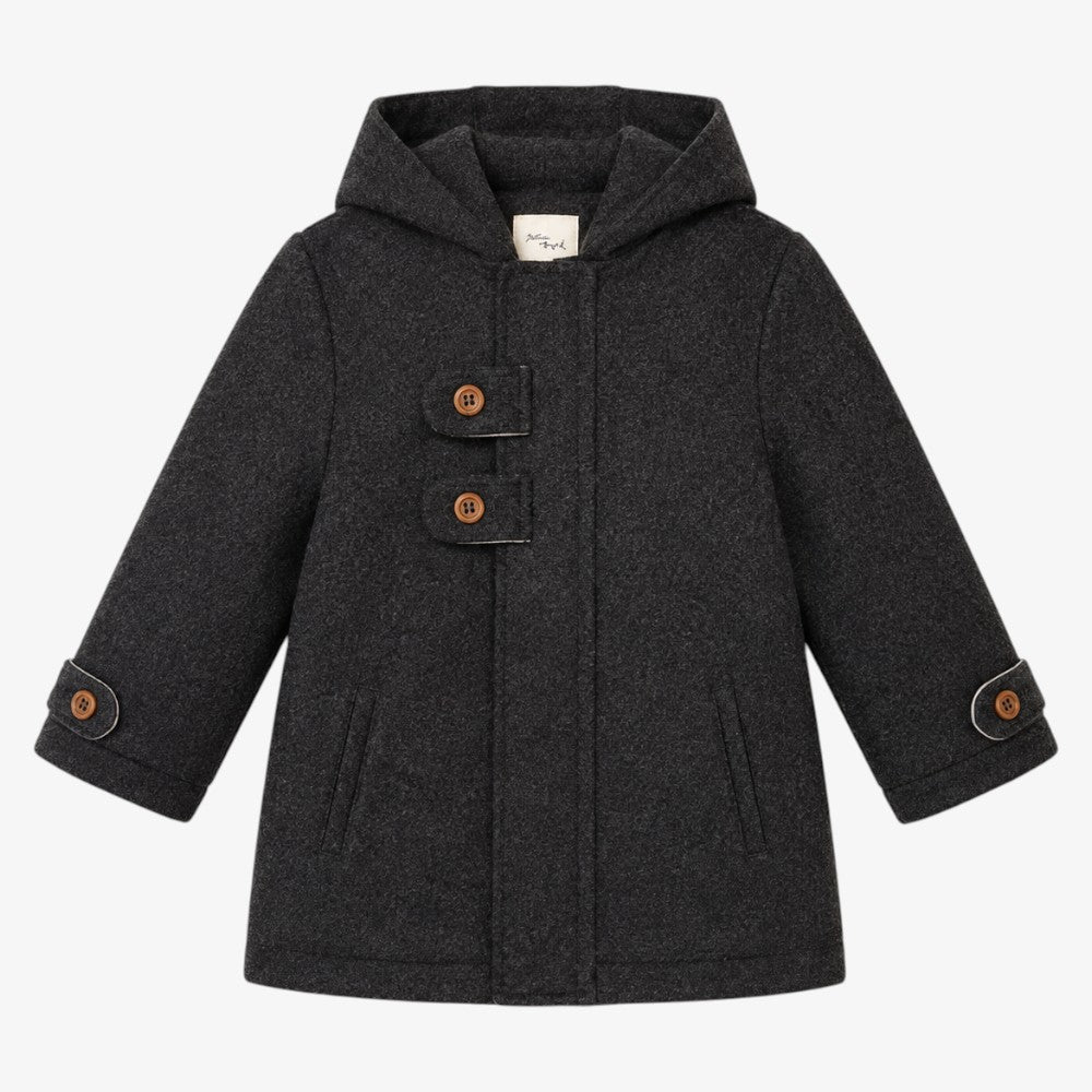 Wool Button Coat - Grey