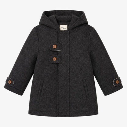 Wool Button Coat - Grey