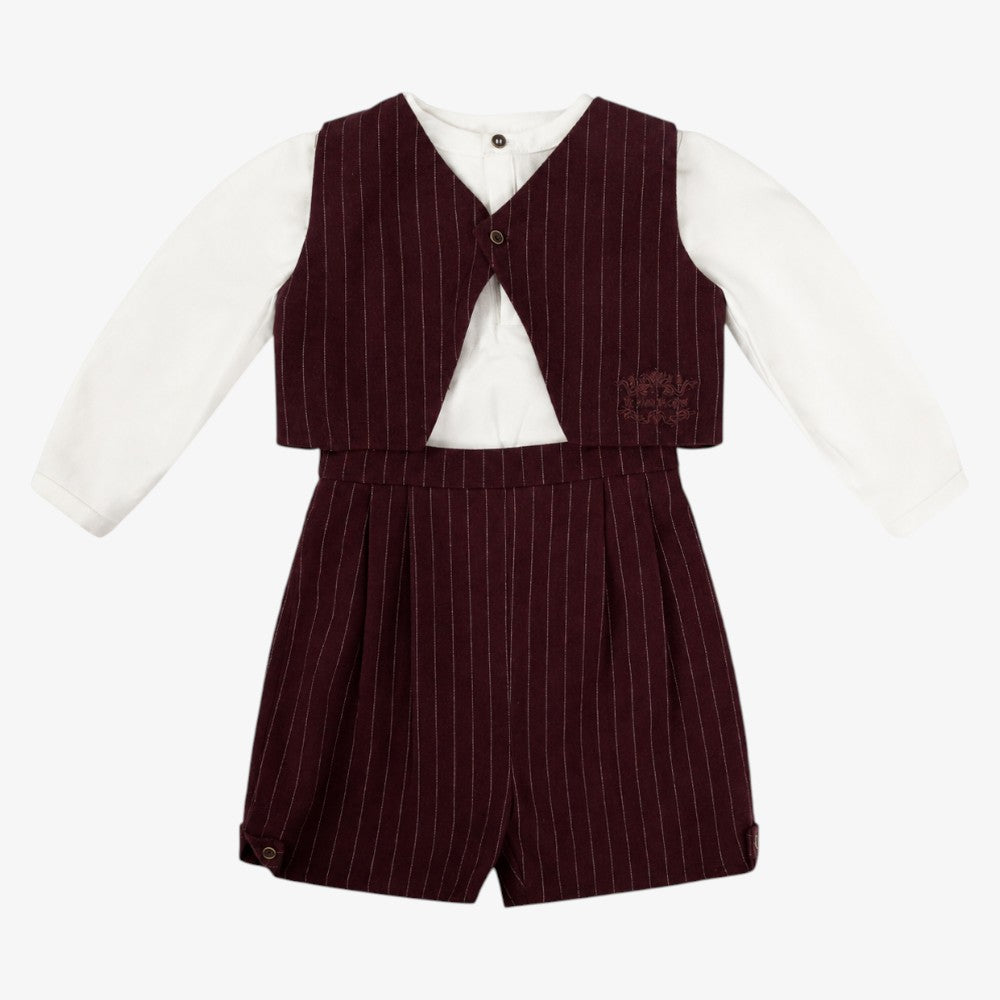 Pinstripe 3 Piece Set - Burgundy