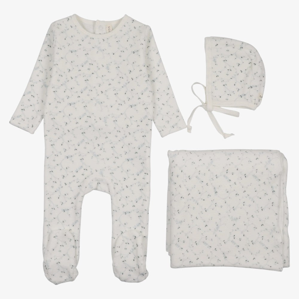 Branch Velour Take Me Home Set - Cream &amp; Blue
