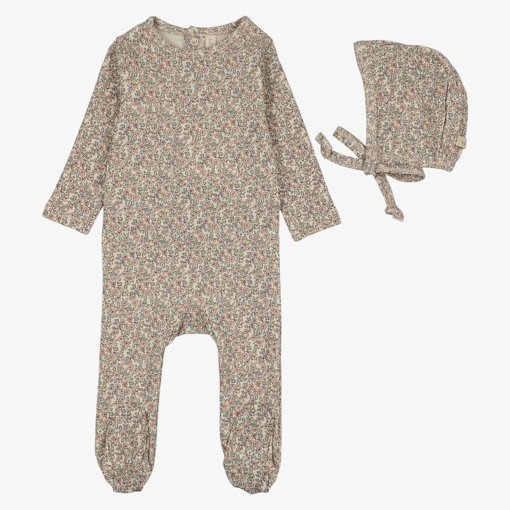 Liberty Footie And Hat - Pink